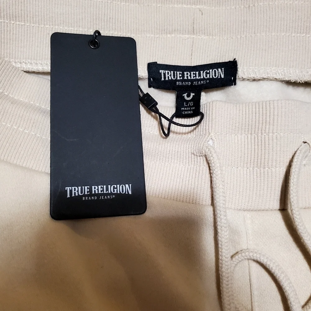 True Religion Cream Joggers Size Large NWT